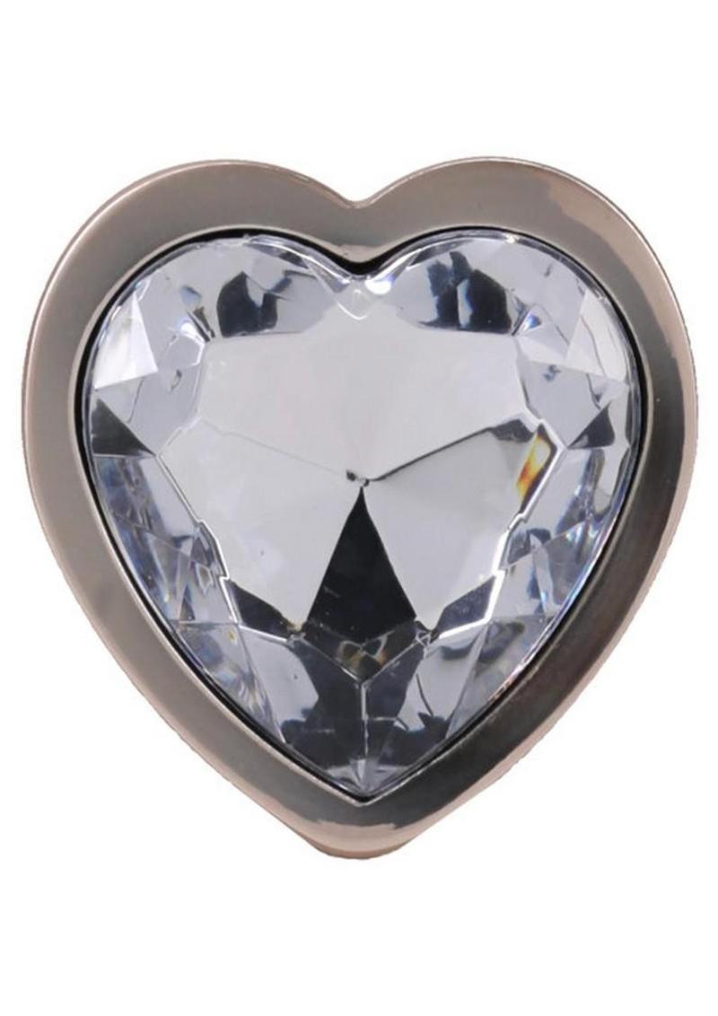 Booty Bling Heart Diamond Jeweled Wearable Metal Plug - Small - Gold