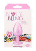 Booty Bling Heart Diamond Jeweled Wearable Metal Plug - Large - Pink