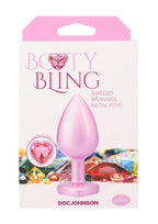 Booty Bling Heart Diamond Jeweled Wearable Metal Plug - Large - Pink