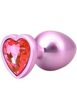 Booty Bling Heart Diamond Jeweled Wearable Metal Plug - Large - Pink