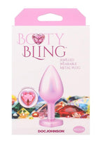 Booty Bling Heart Diamond Jeweled Wearable Metal Plug - Medium - Pink