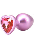 Booty Bling Heart Diamond Jeweled Wearable Metal Plug - Medium - Pink