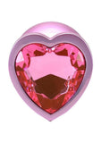Booty Bling Heart Diamond Jeweled Wearable Metal Plug - Medium - Pink