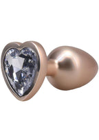 Booty Bling Heart Diamond Jeweled Wearable Metal Plug - Medium - Gold