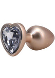 Booty Bling Heart Diamond Jeweled Wearable Metal Plug - Medium - Gold