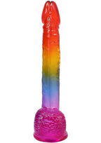 Crystal Jellies Realistic Dildo with Balls 8.5in - Rainbow