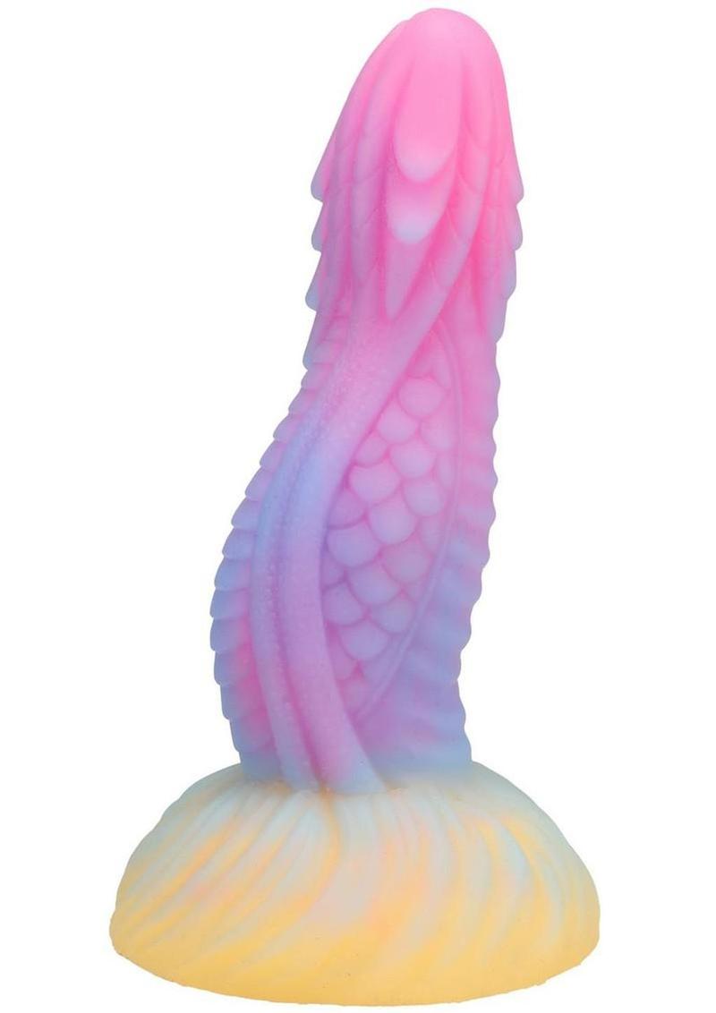 Vac-U-Lock Fantasy Fuckers Dragon's Tongue Glow in the Dark Silicone Dildo - Multicolor