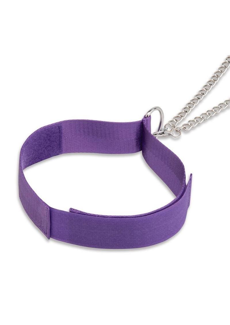 Lux Fetish Collar & Nipple Clamps - Purple