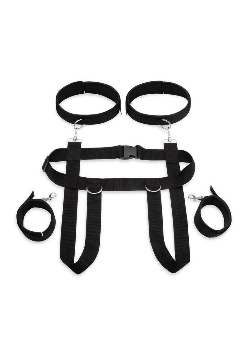 Lux Fetish Position Pal Harness with Removable Thigh Cuffs - Black