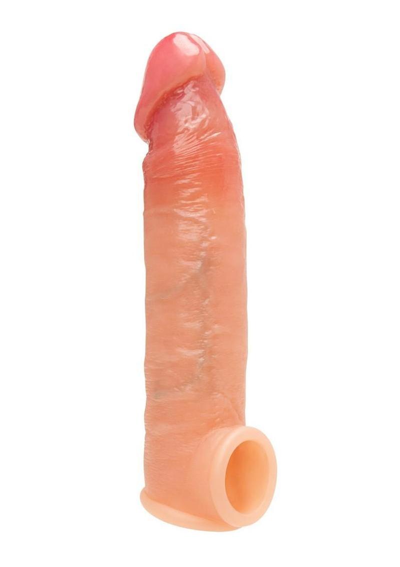 Blueline Super Real Penis Silicone Extension Sleeve with Ball Constriction Loop 7.75in - Vanilla