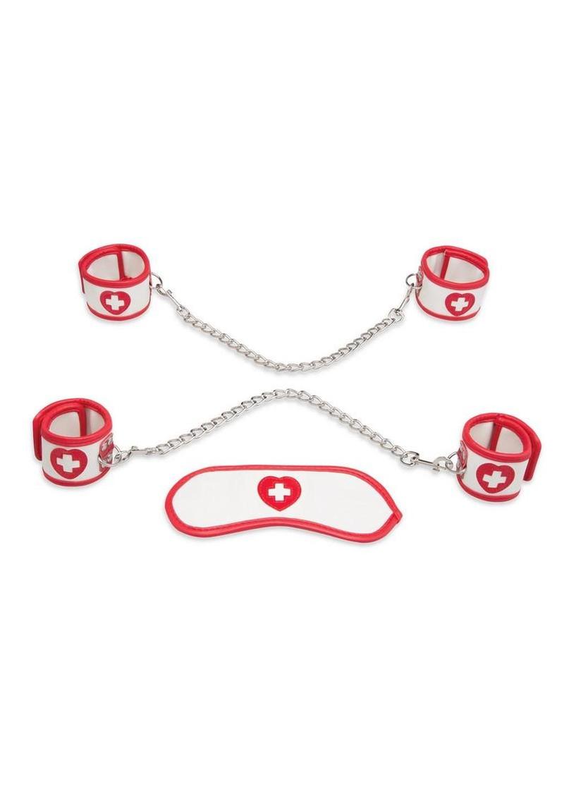 Lux Fetish Naughty Nurse BDSM Set (5pc) - White/Red