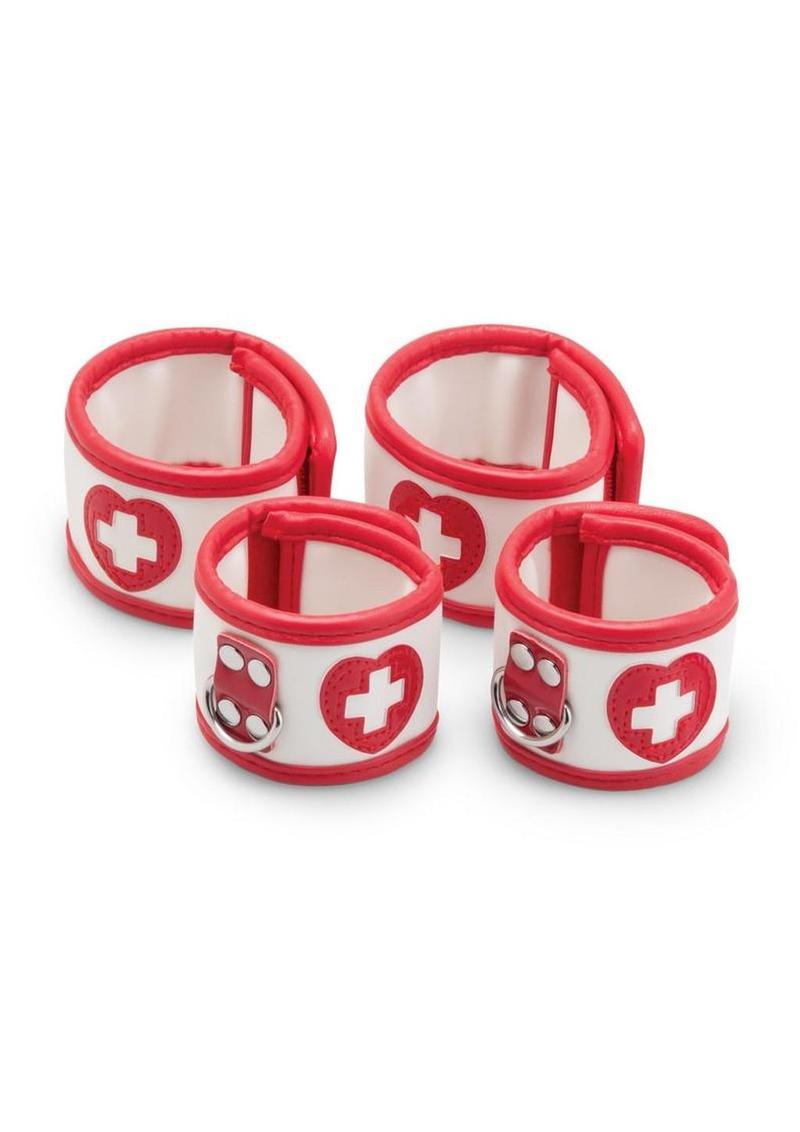 Lux Fetish Naughty Nurse BDSM Set (5pc) - White/Red