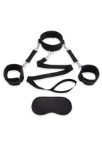 Lux Fetish Collar & Leash Set With Removable Cuffs - Black