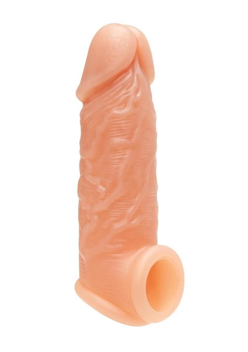 Blueline Super Real Penis Silicone Extension Sleeve with Ball Constriction Loop 5.25in - Vanilla
