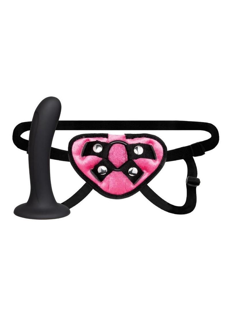Lux Fetish Strap-on & Dildo 6in Set - Black/Pink