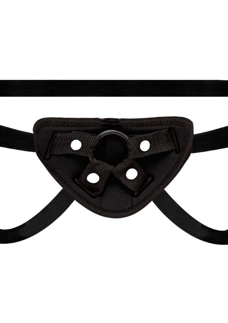 Lux Fetish Vibrating Strap-on & Dildo Set 7.5in - Black/Vanilla