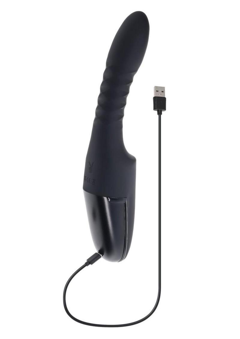 Playboy Overdrive Rechargeable Silicone Heating Vibrator - Black