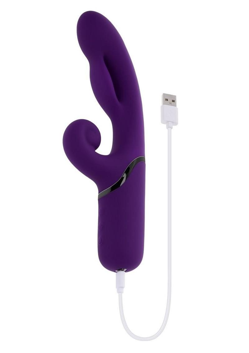 Pleasure Puff Rechargeable Silicone Expandable Rabbit Vibrator - Purple