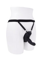Come Closer Rechargeable Silicone Strap-On Vibrator with Remote - Black