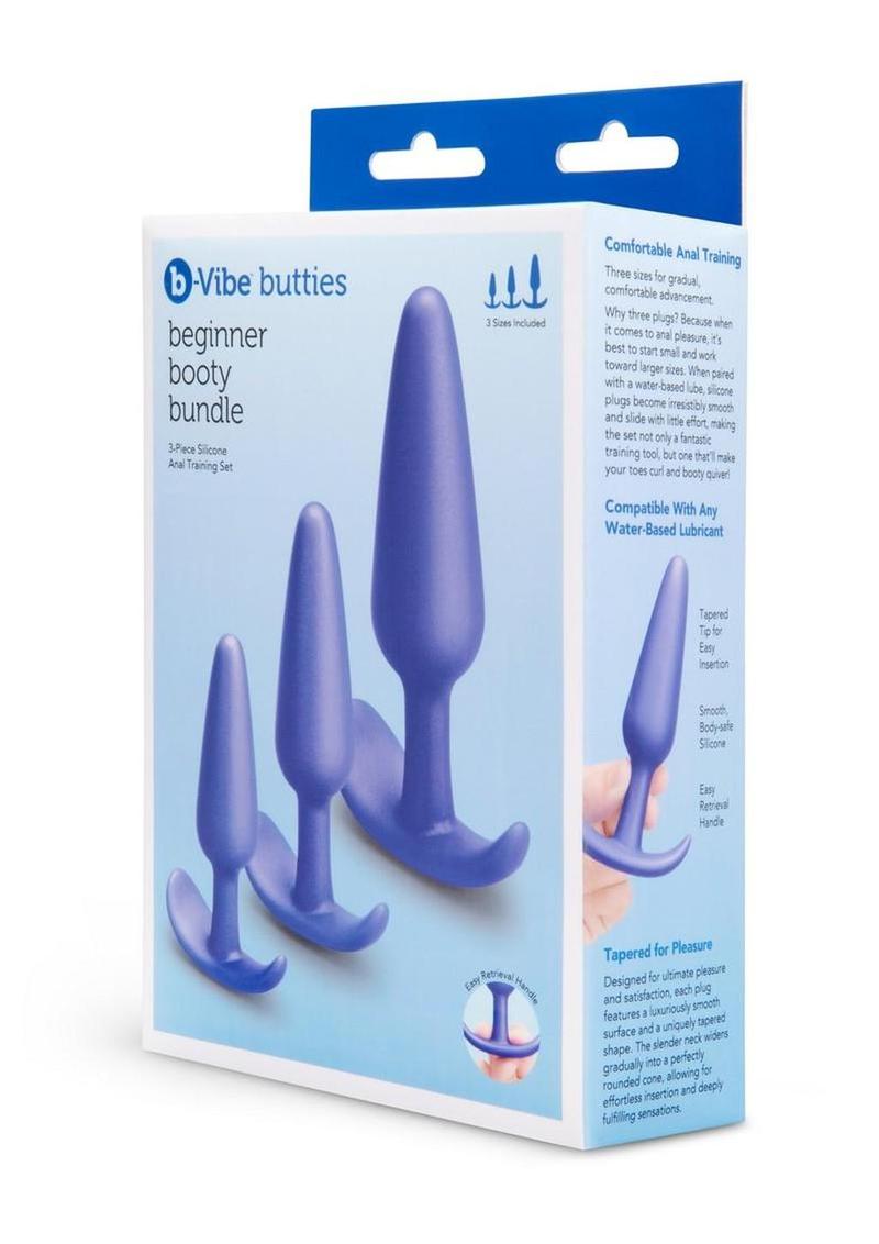 B-Vibe Butties Beginner Booty Bundle Silicone Anal Plug Set (3 Piece) - Blue