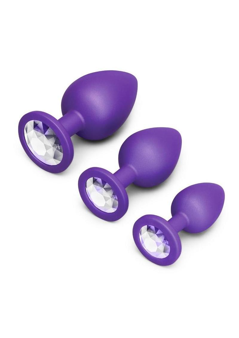 B-Vibe Jewel Butties Bundle Silicone Anal Plug Set (3 Piece) - Purple