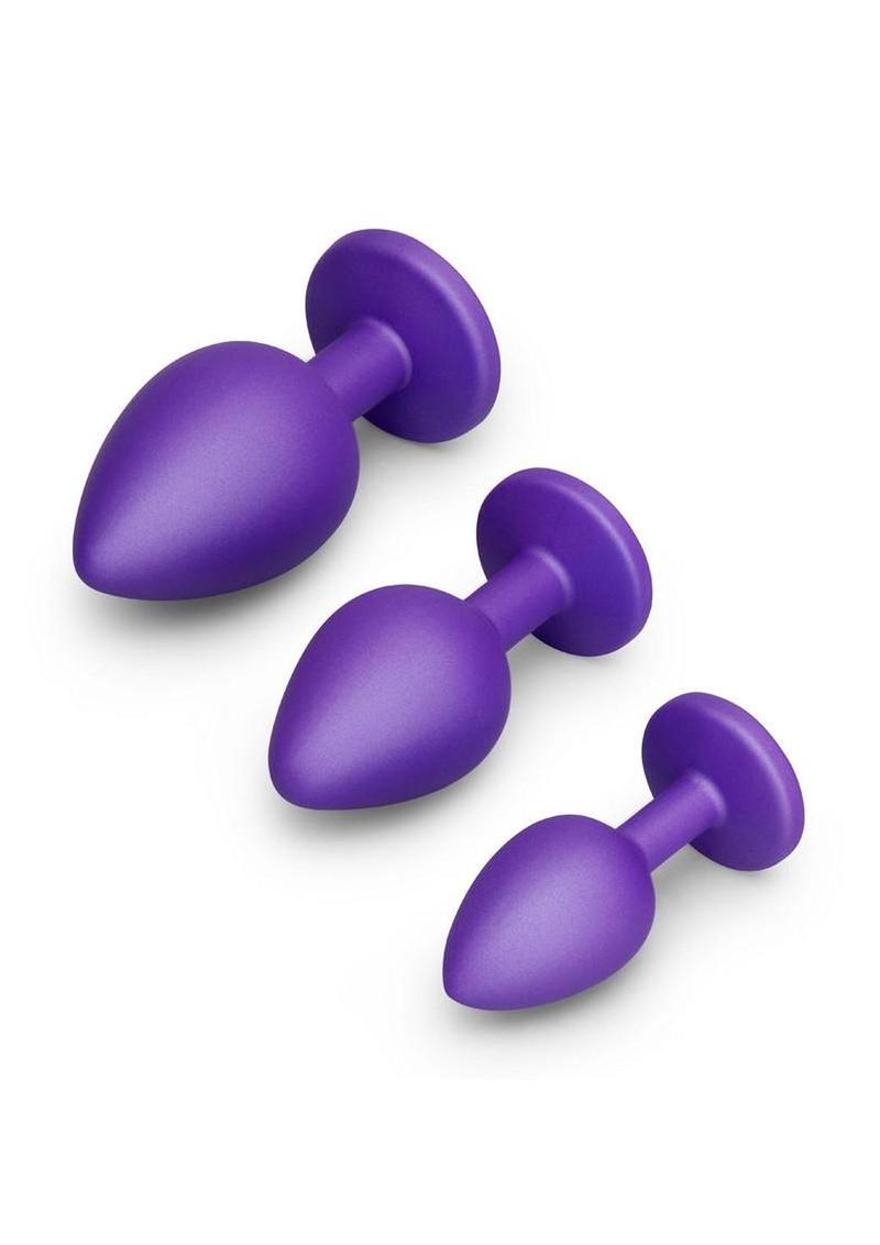 B-Vibe Jewel Butties Bundle Silicone Anal Plug Set (3 Piece) - Purple