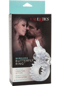 Couple's Enhancers Butterfly Ring Vibrating Cock Ring with Clitoral Stimulation - Clear