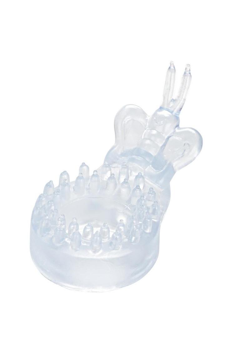 Couple's Enhancers Butterfly Ring Vibrating Cock Ring with Clitoral Stimulation - Clear