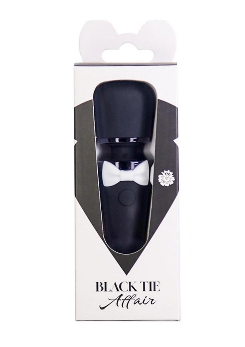 BMS Factory Black Tie Affair Bowtie Rechargeable Silicone Wand - Black/White