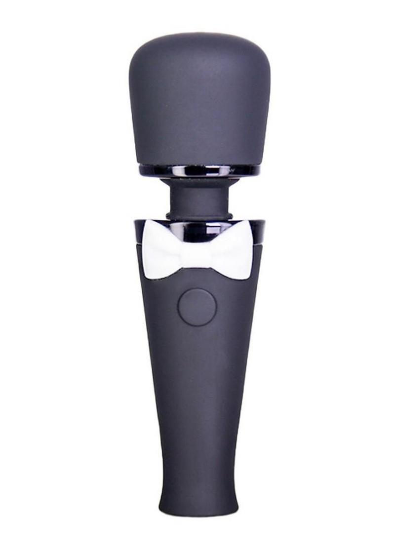 BMS Factory Black Tie Affair Bowtie Rechargeable Silicone Wand - Black/White