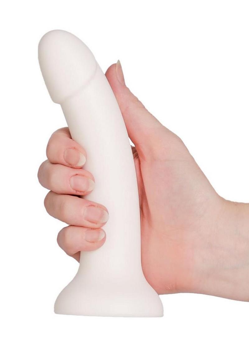 BMS Factory Liquid Silicone Dong with Suction Cup 7in - White