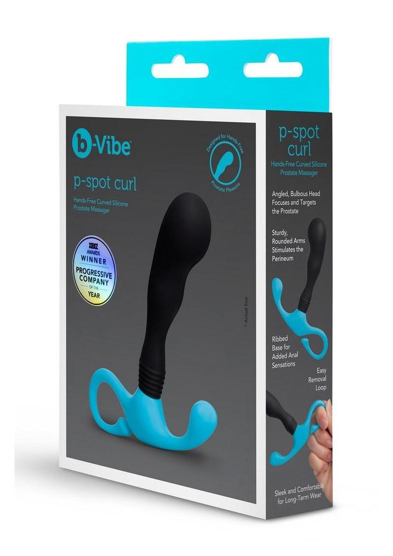 B-Vibe P-Spot Curl Silicone Prostate Massager - Teal/Black