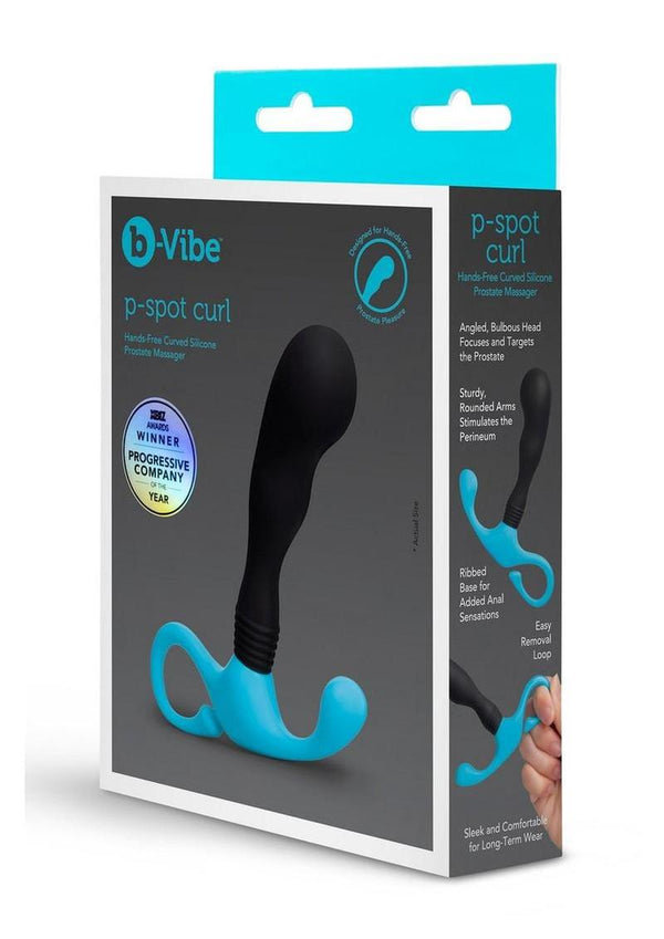 B-Vibe P-Spot Curl Silicone Prostate Massager - Teal/Black