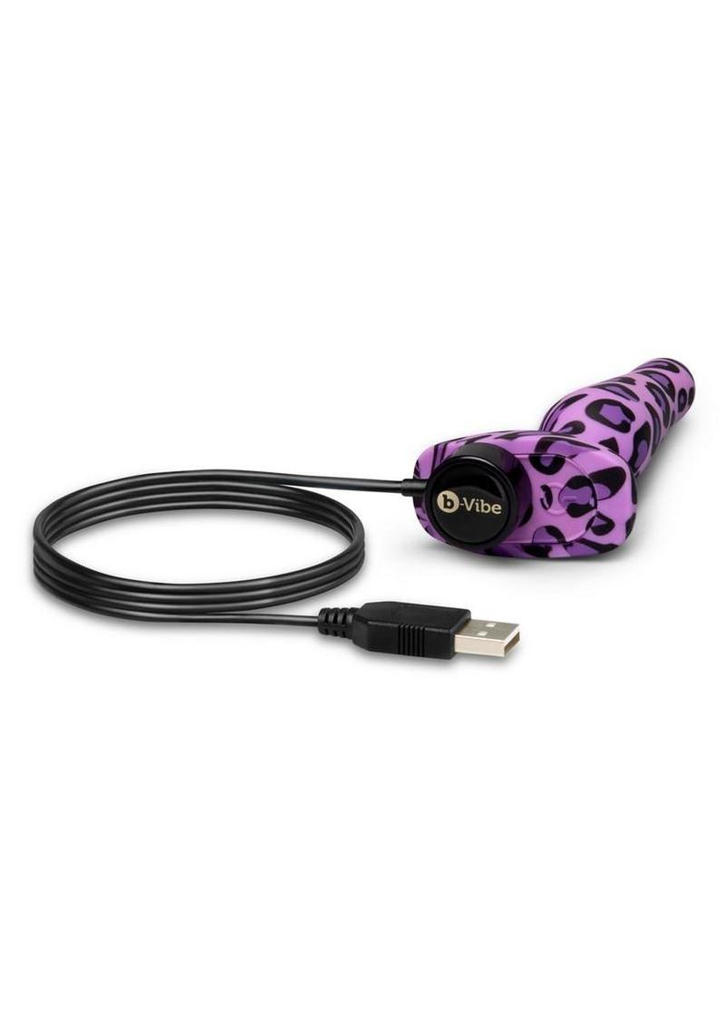 B-Vibe Novice Plug Rechargeable Silicone Anal Plug - Purple Leopard