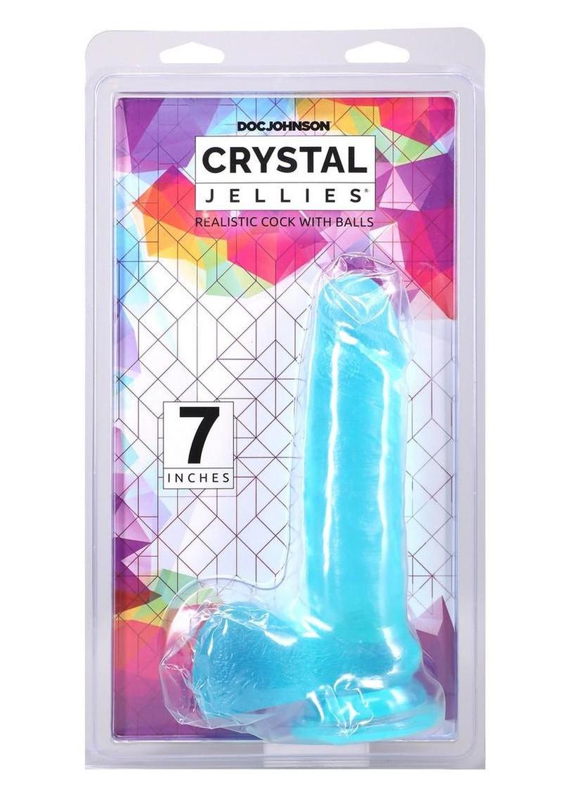 Crystal Jellies Realistic Dildo with Balls 7in - Teal