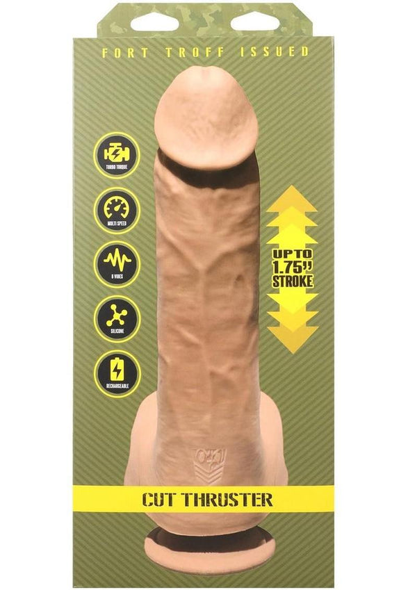 Fort Troff Cut Thruster Rechargeable Silicone Dildo Sex Machine with Remote Control - Caramel