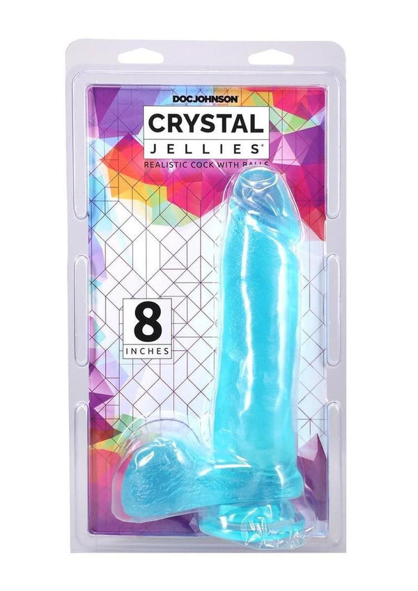 Crystal Jellies Realistic Dildo with Balls 8in - Teal