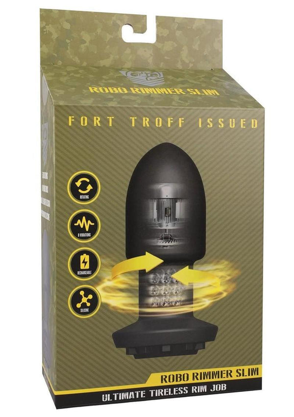 Fort Troff Robo Rimmer Slim Rechargeable Silicone Anal Plug with Wireless Remote - Black