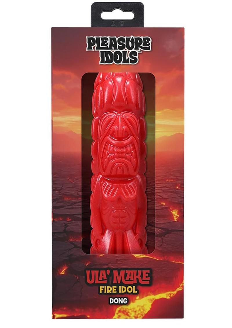 Polynesian Pleasure Idols Silicone Ula' Make Fire Idol Dildo - Red