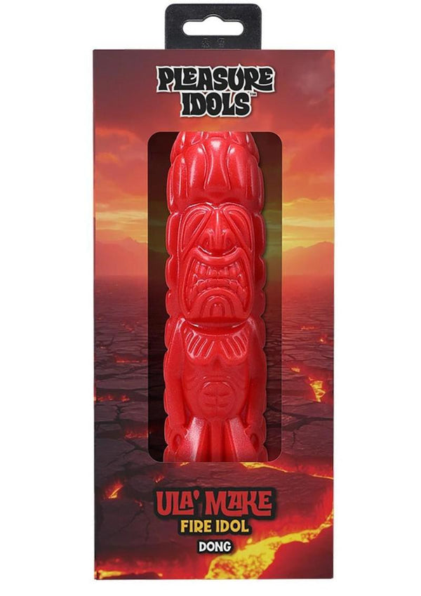 Polynesian Pleasure Idols Silicone Ula' Make Fire Idol Dildo - Red