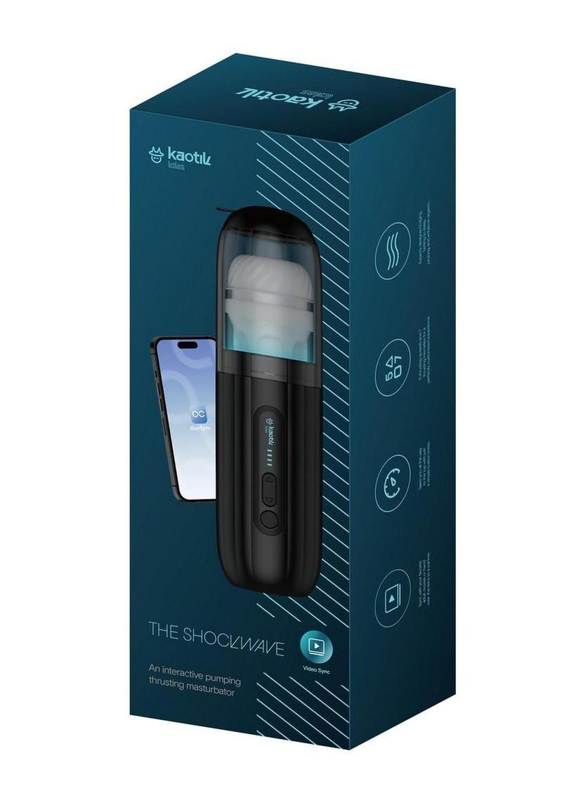 Kaotik Labs The Shockwave App Control Rechargeable Masturbator - Black/Blue