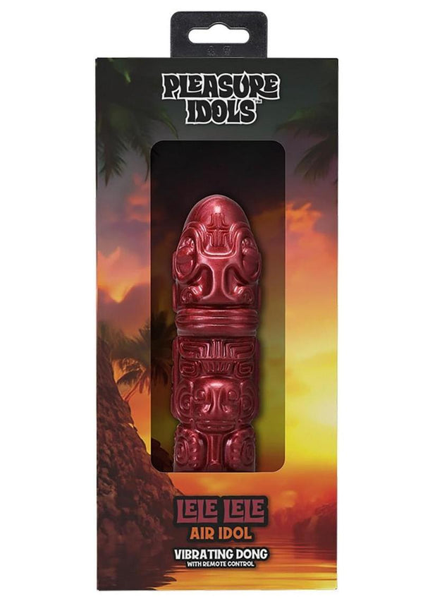 Polynesian Pleasure Idols Lele Lele Air Idol Rechargeable Silicone Vibrating Dildo with Remote Control - Red