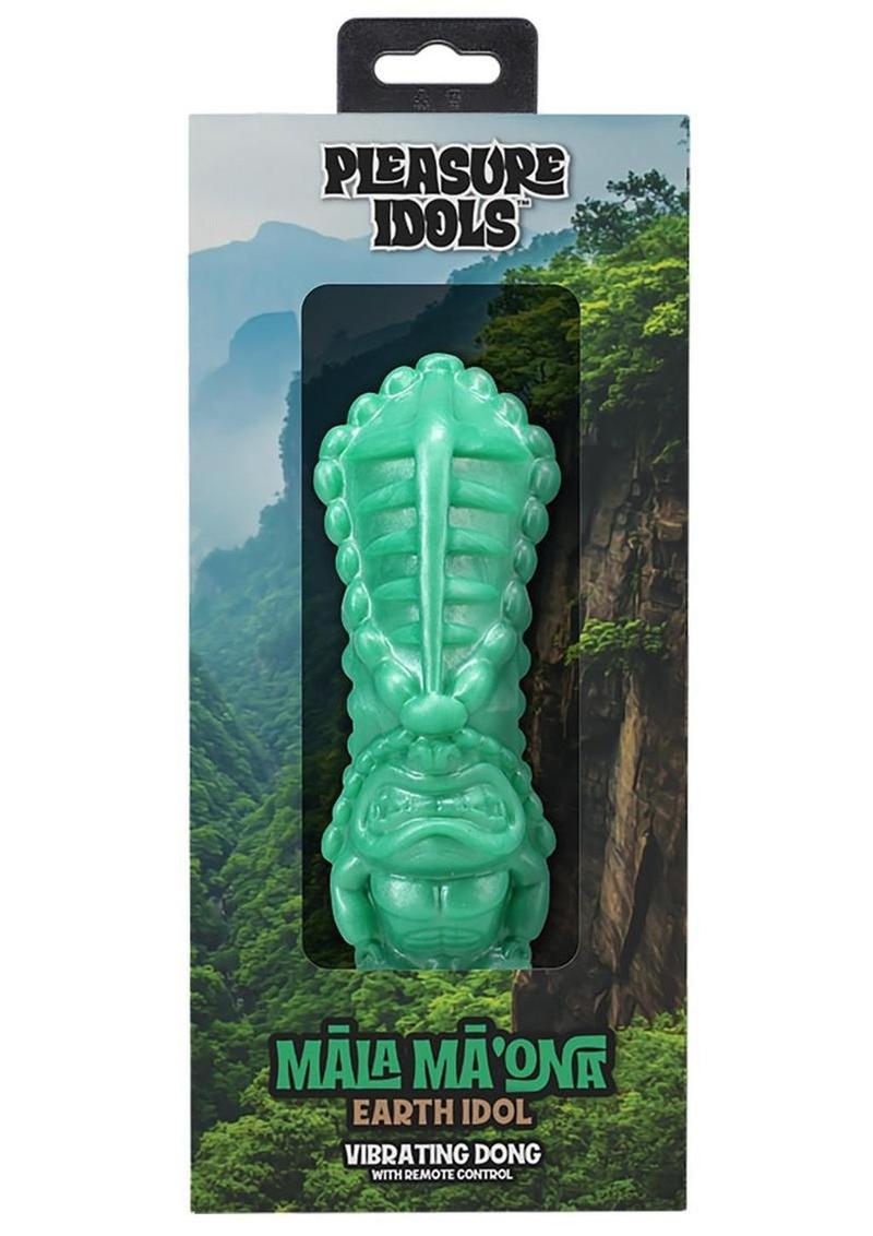 Polynesian Pleasure Idols Mala Ma'ona Earth Idol Rechargeable Silicone Vibrating Dildo with Remote Control - Green