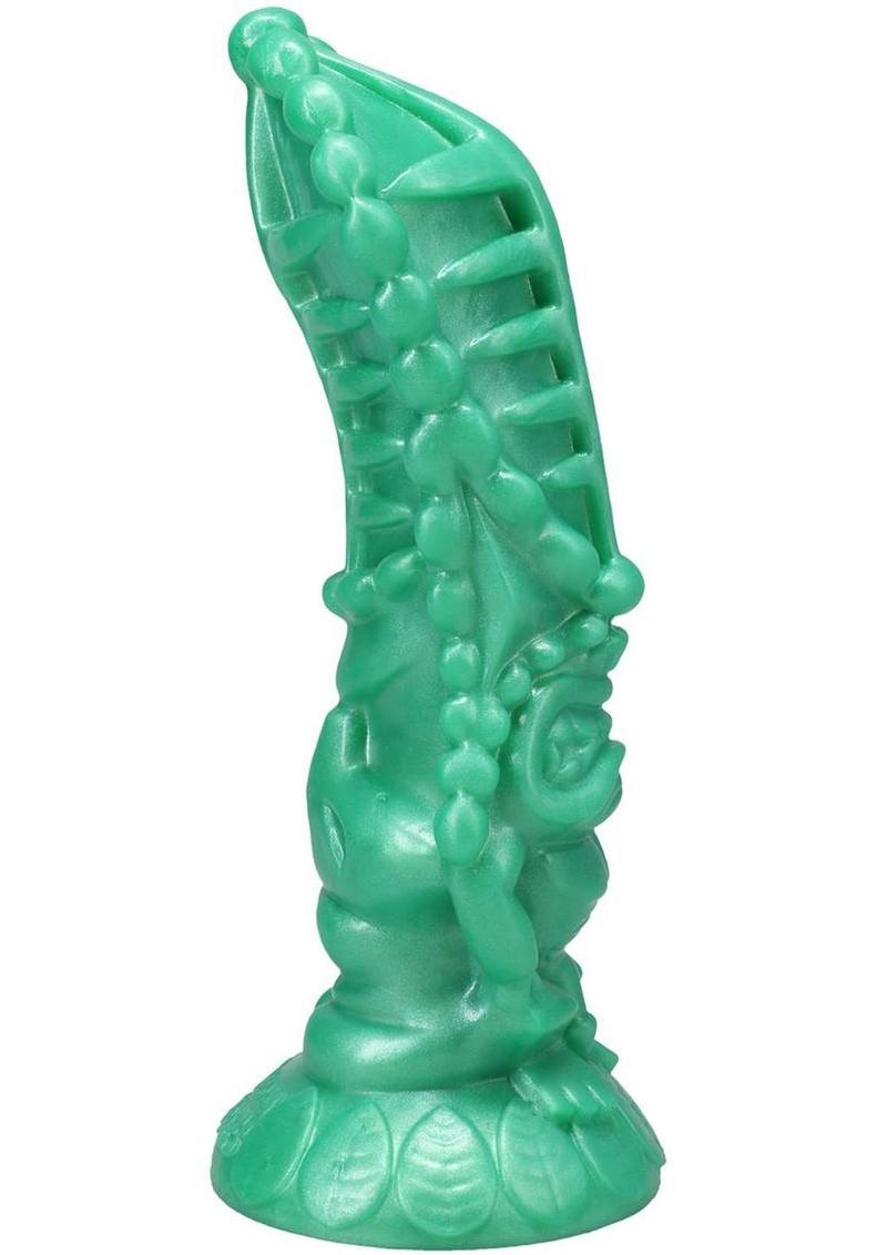 Polynesian Pleasure Idols Mala Ma'ona Earth Idol Rechargeable Silicone Vibrating Dildo with Remote Control - Green