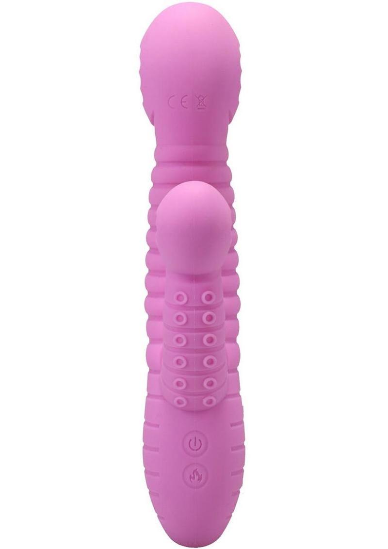 Polynesian Pleasures Into The C Seapuss Rechargeable Silicone Rabbit Vibrator with Clitoral Stimulator - Purple