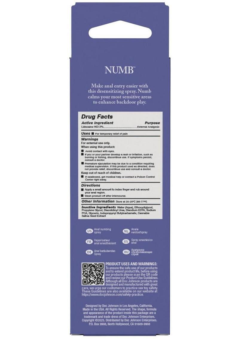 Intimate Enhancements Numb Anal Numbing Spray 2oz
