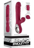 Bursting with Pleasure Rechargeable Silicone Inflatable Dual Rabbit Vibrator - Red