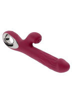 Bursting with Pleasure Rechargeable Silicone Inflatable Dual Rabbit Vibrator - Red