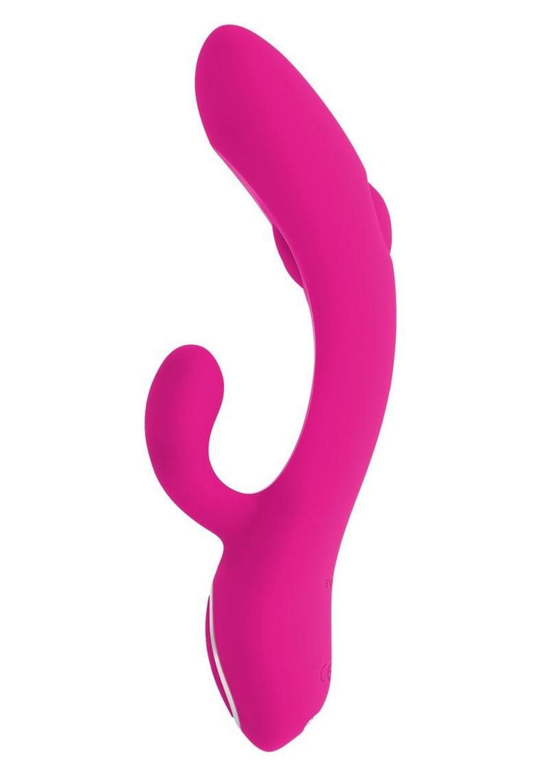 G-Tapper Rechargeable Silicone Double Tapping Rabbit Vibrator with Clitoral Stimulator - Pink