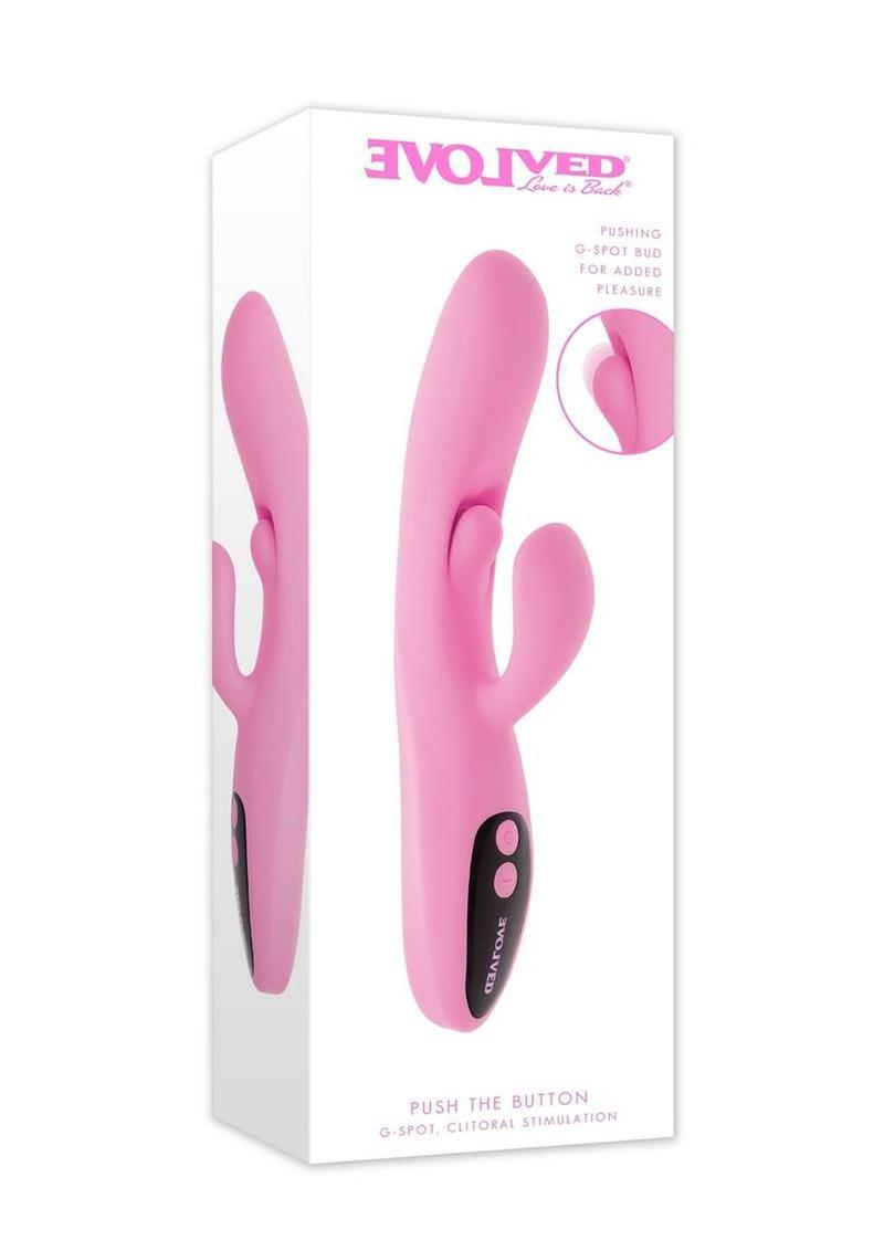 Push the Button Rechargeable Silicone Rabbit Vibrator with Clitoral Stimulator - Pink